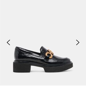 Women's Black Loafers with Gold Accent